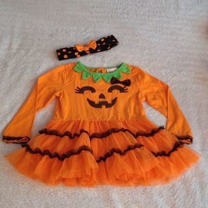 Little Lass - Toddler Size 4T - Half Off Halloween - Orange - Dress